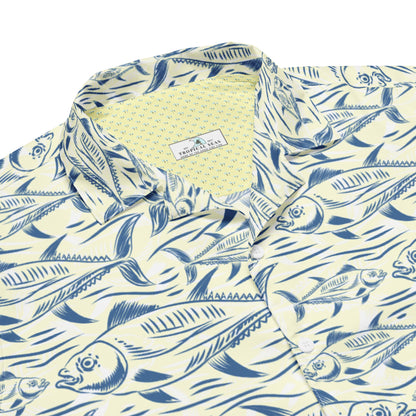 Bonito Island Hawaiian Button Shirt: Dive into Tuna Mayhem!