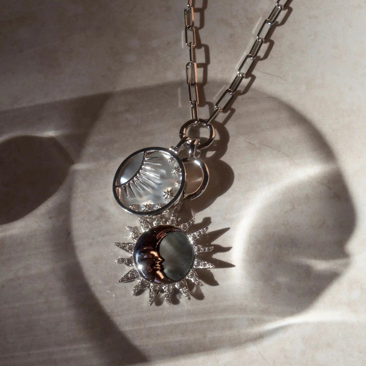 Sun & Moon Black Mother of Pearl Necklace