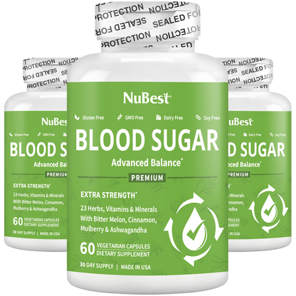 Blood Sugar Supplement, Advanced Formula For Energy Balance, Immunity & Overall Health, 60 Vegan Capsules by NuBest Nutrition®