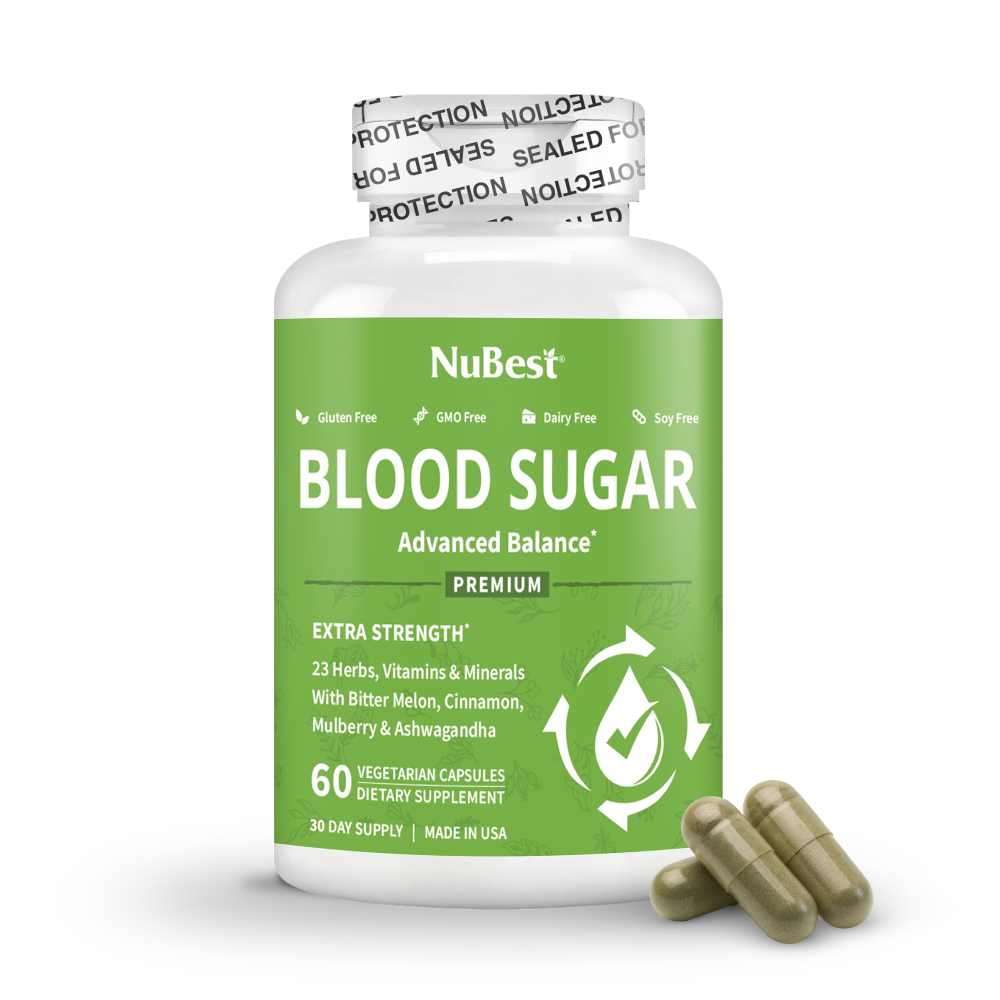 Blood Sugar Supplement, Advanced Formula For Energy Balance, Immunity & Overall Health, 60 Vegan Capsules by NuBest Nutrition®