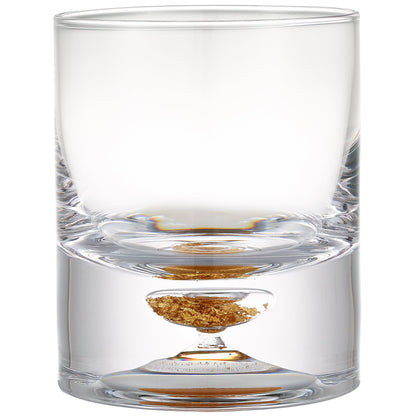 Berkware Lowball Whiskey Glasses with Unique Embedded Gold tone Flake Design - Set of 6