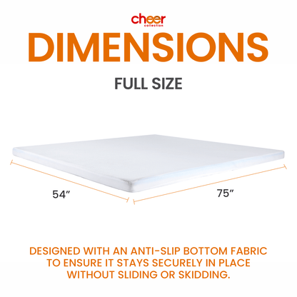 Cheer Collection 2 Inch Gel Infused Memory Foam Bed Topper with Washable Bamboo Cover