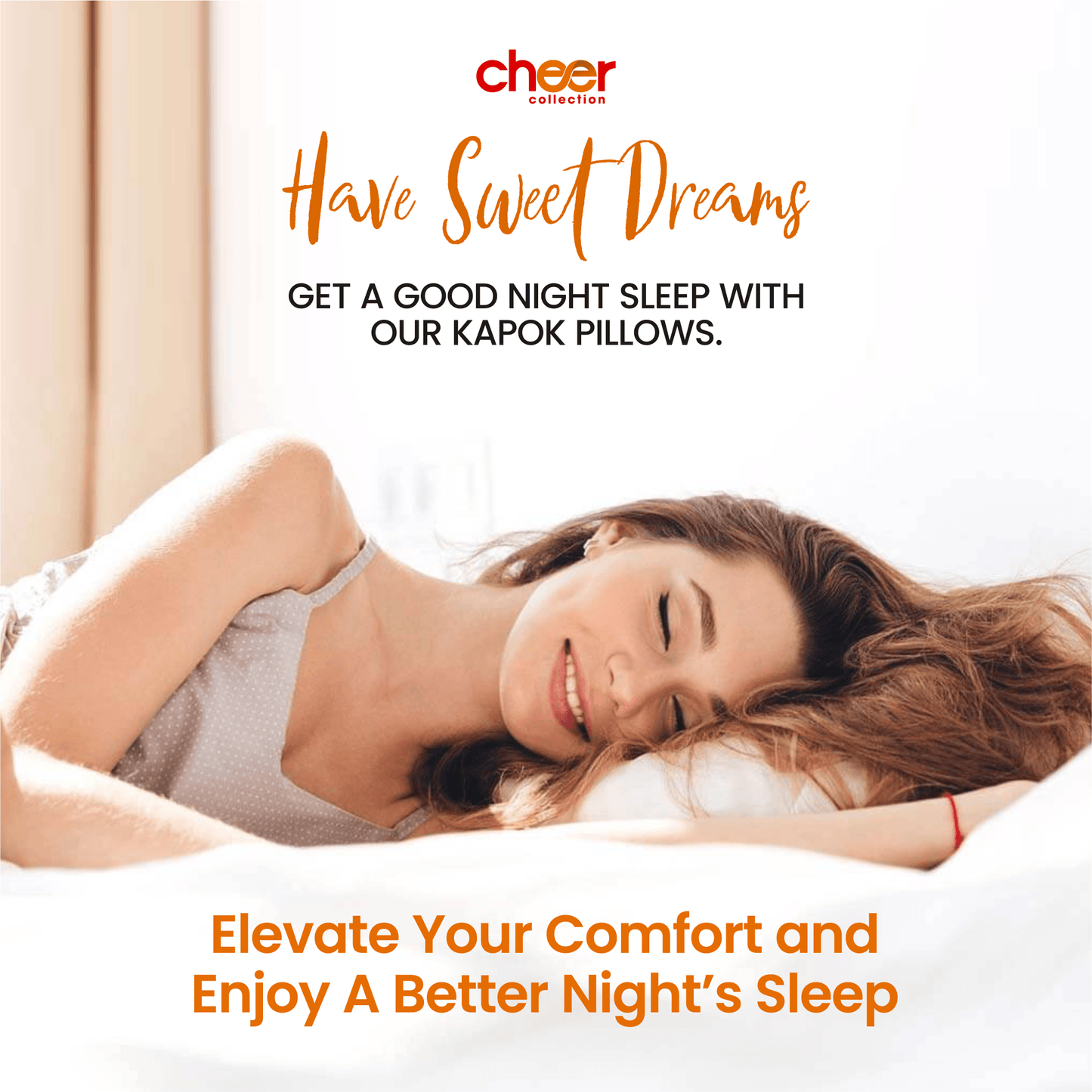 Cheer Collection Set of 2 Organic Kapok Bed Pillows, Fiber Filled Sleeping Pillows with Breathable Cotton Shell