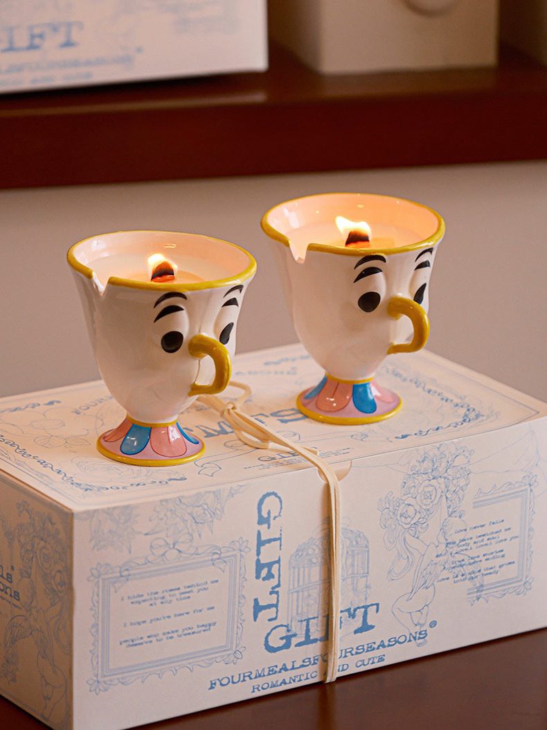 Chip Potts Scented Soy Wax Candles Set of 2 Pcs - Cute Ceramic Cartoon Mug Candle