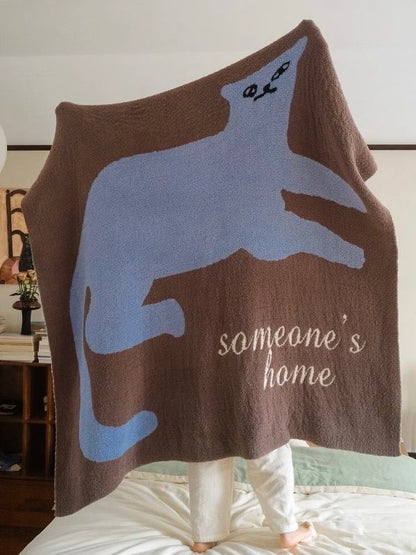 Funky Cat Throw Blanket - Cute Whimsical Earthy Tone