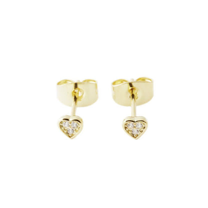 Mini Heart Crystal Stud Earrings by Honeycat