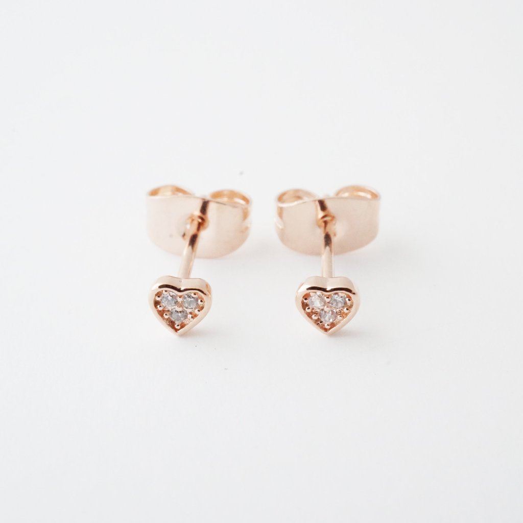 Mini Heart Crystal Stud Earrings by Honeycat