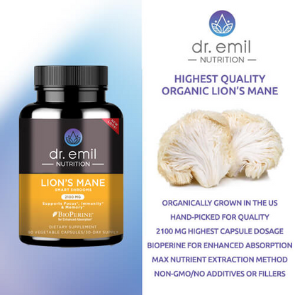 Lions Mane Mushroom Capsules by Dr Emil Nutrition