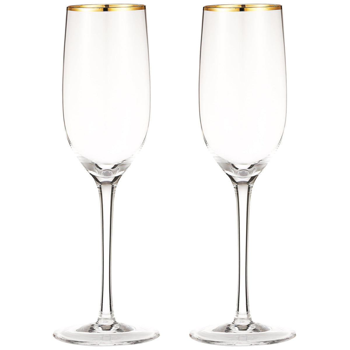 Berkware Crystal Champagne Flutes with Gold tone Rim -  Set of 6