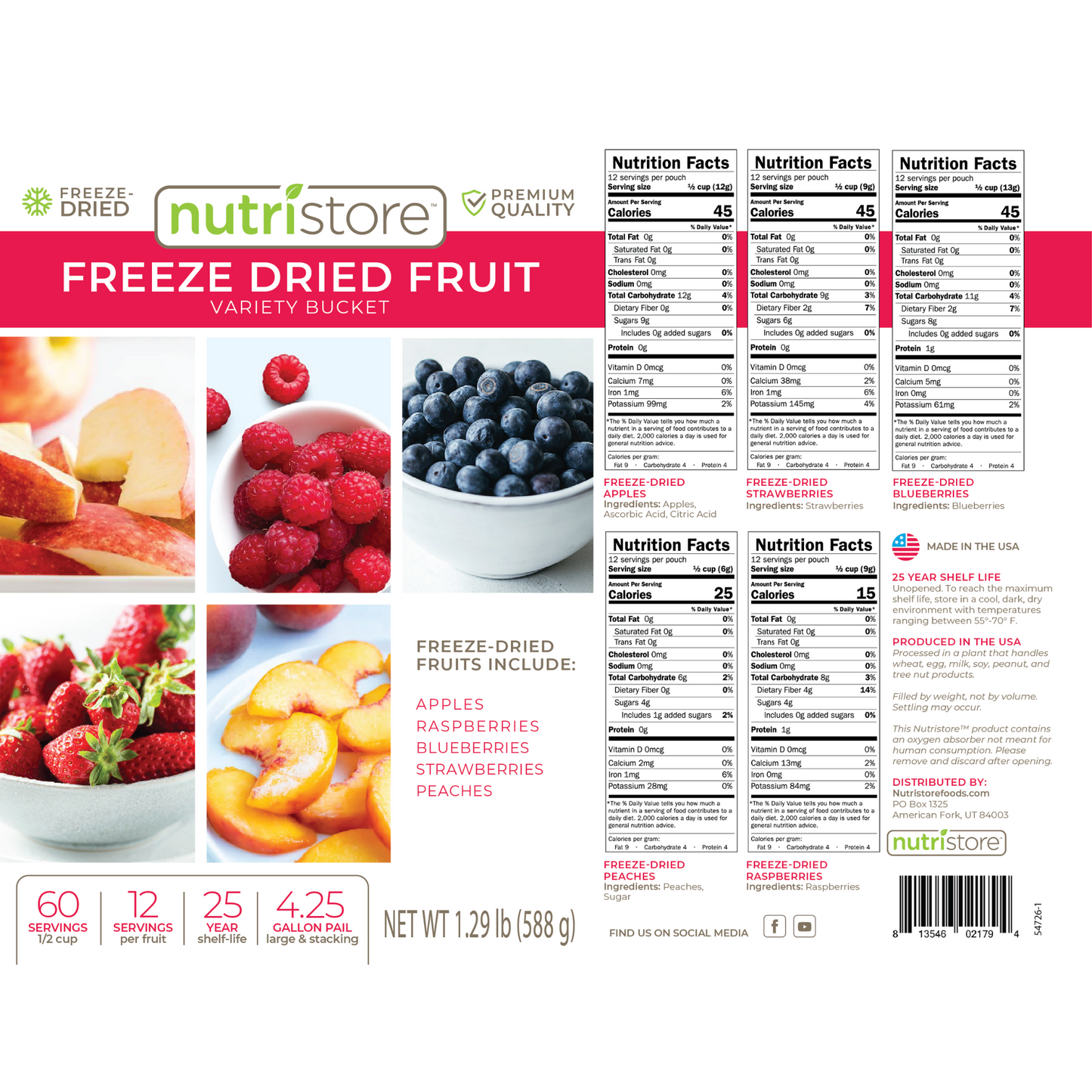 Freeze Dried Fruit Variety Bucket by Nutristore