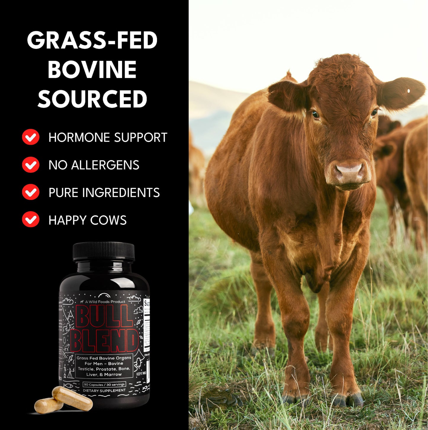 Bull Blend: Beef Organ Complex For Hormones - Bovine Prostate, Bone, Liver & Marrow by Wild Foods