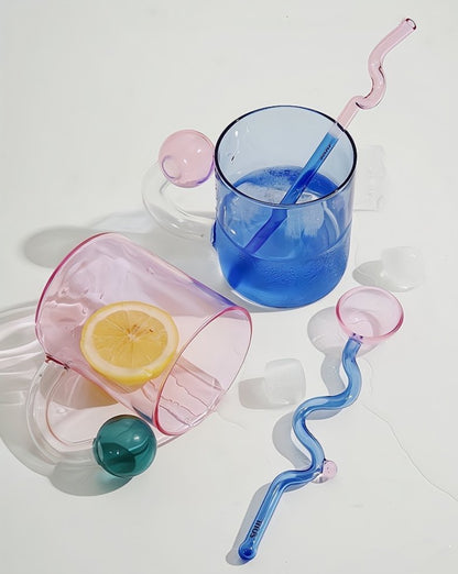 Hand Blown Lollipop Mugs - Whimsical Eclectic Dopamine Drinking Glasses for Coffee, Tea & Juice