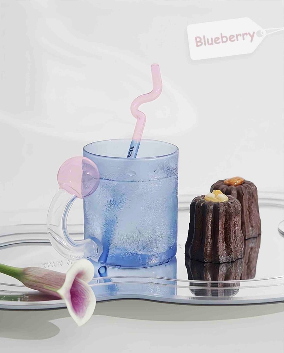 Hand Blown Lollipop Mugs - Whimsical Eclectic Dopamine Drinking Glasses for Coffee, Tea & Juice