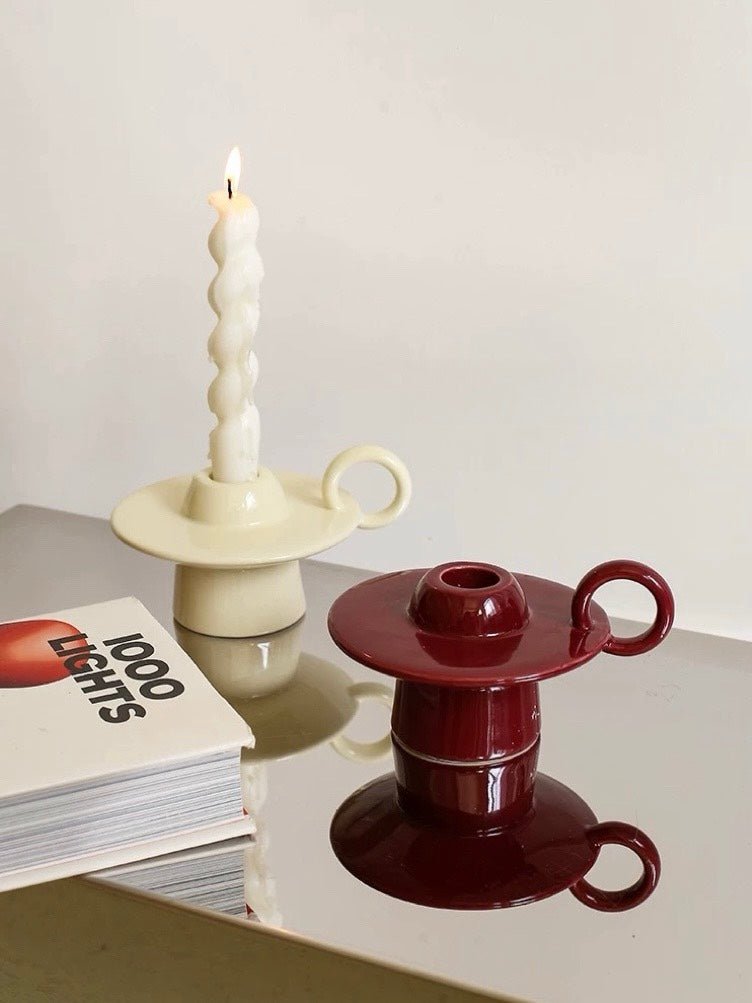 Handmade Ceramic UFO Candle Holder, Retro Table Decor