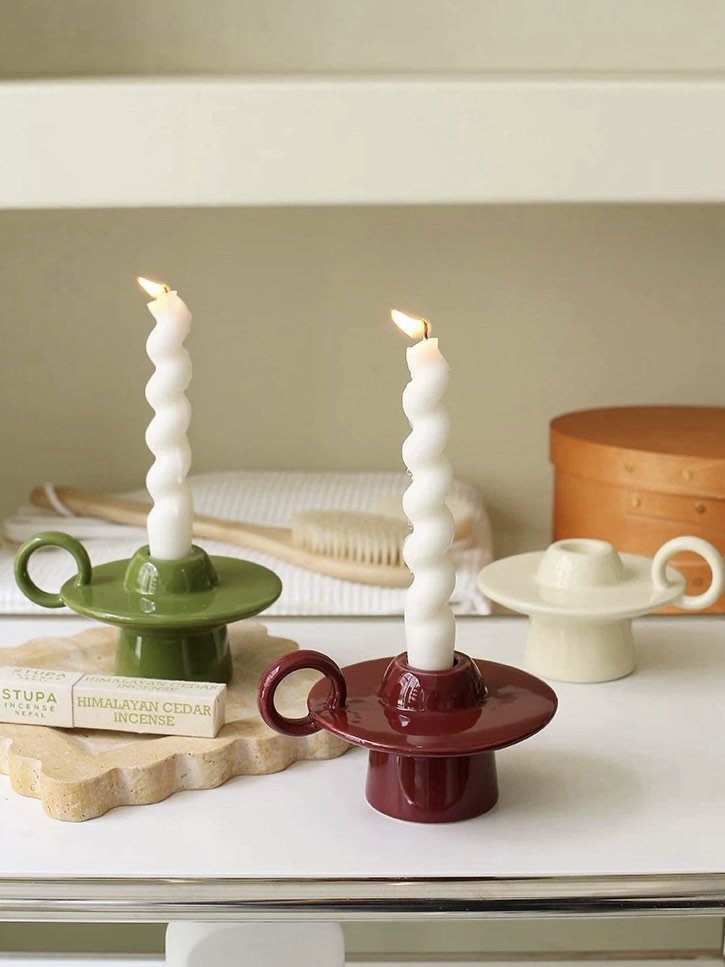 Handmade Ceramic UFO Candle Holder, Retro Table Decor