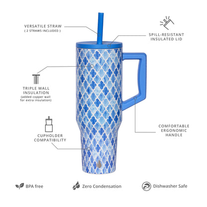 Commuter 40oz Tumbler - Blue Tile