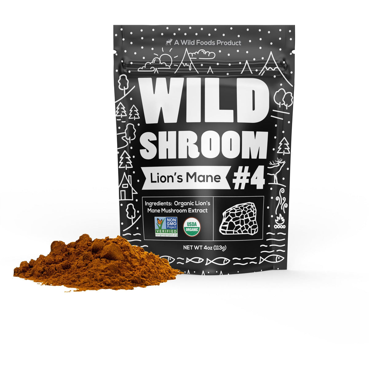 Shroom #4 Lion's Mane Mushroom Extract Case of 12 by Wild Foods