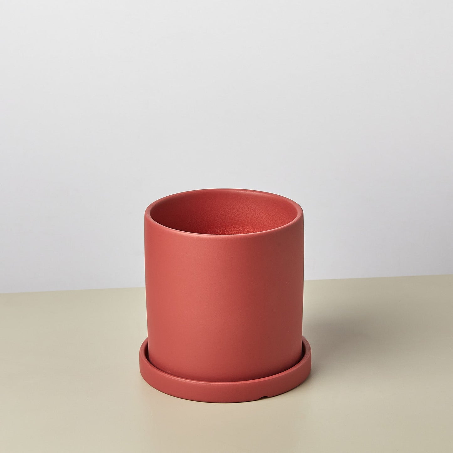 Matte Finish Cylinder Planter with Saucer