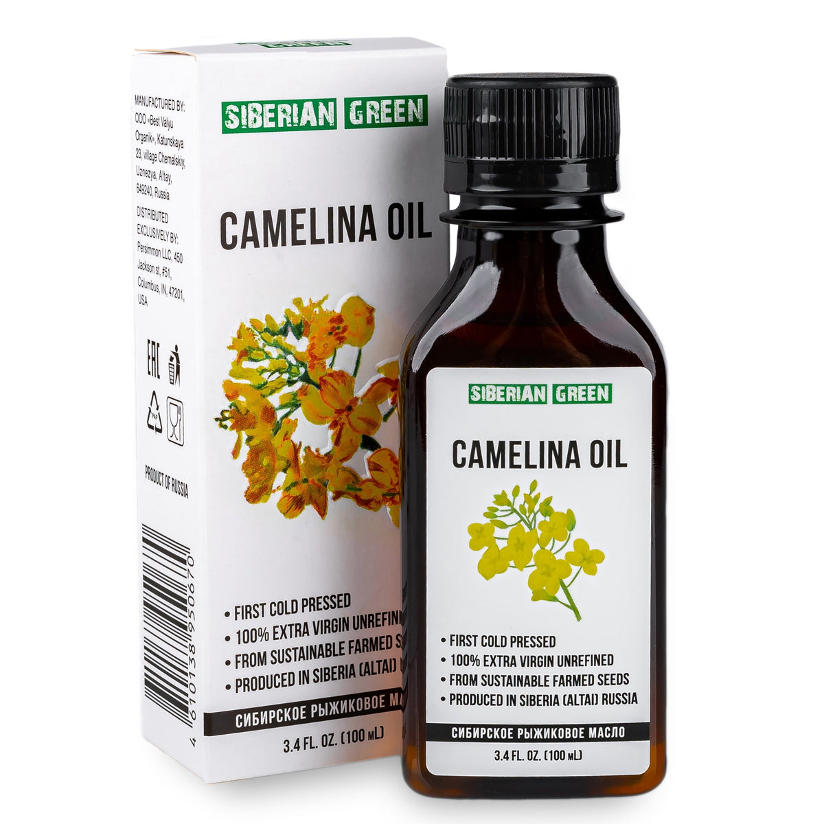 Siberian Camelina Oil | Extra Virgin Cold Pressed 100 ml / 3.4 fl oz | Premium Omega-3