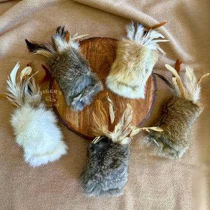 Cat Kicker Toy with Rabbit Fur Feathers and Wool