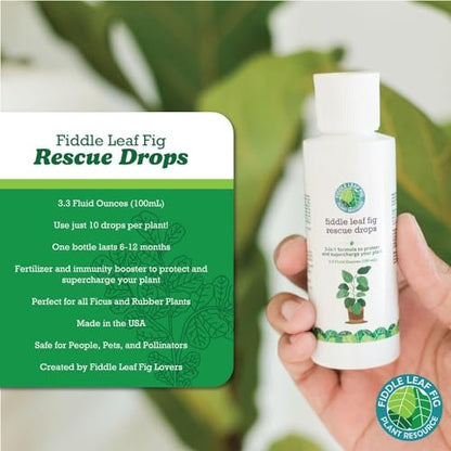 Fiddle Leaf Fig Rescue Drops by Fiddle Leaf Fig Plant Resource | 3-in-1 Liquid Fertilizer, Root Supplement & Immunity Booster (3.3 Fluid Ounces - 100ml) by Houseplant Resource Center