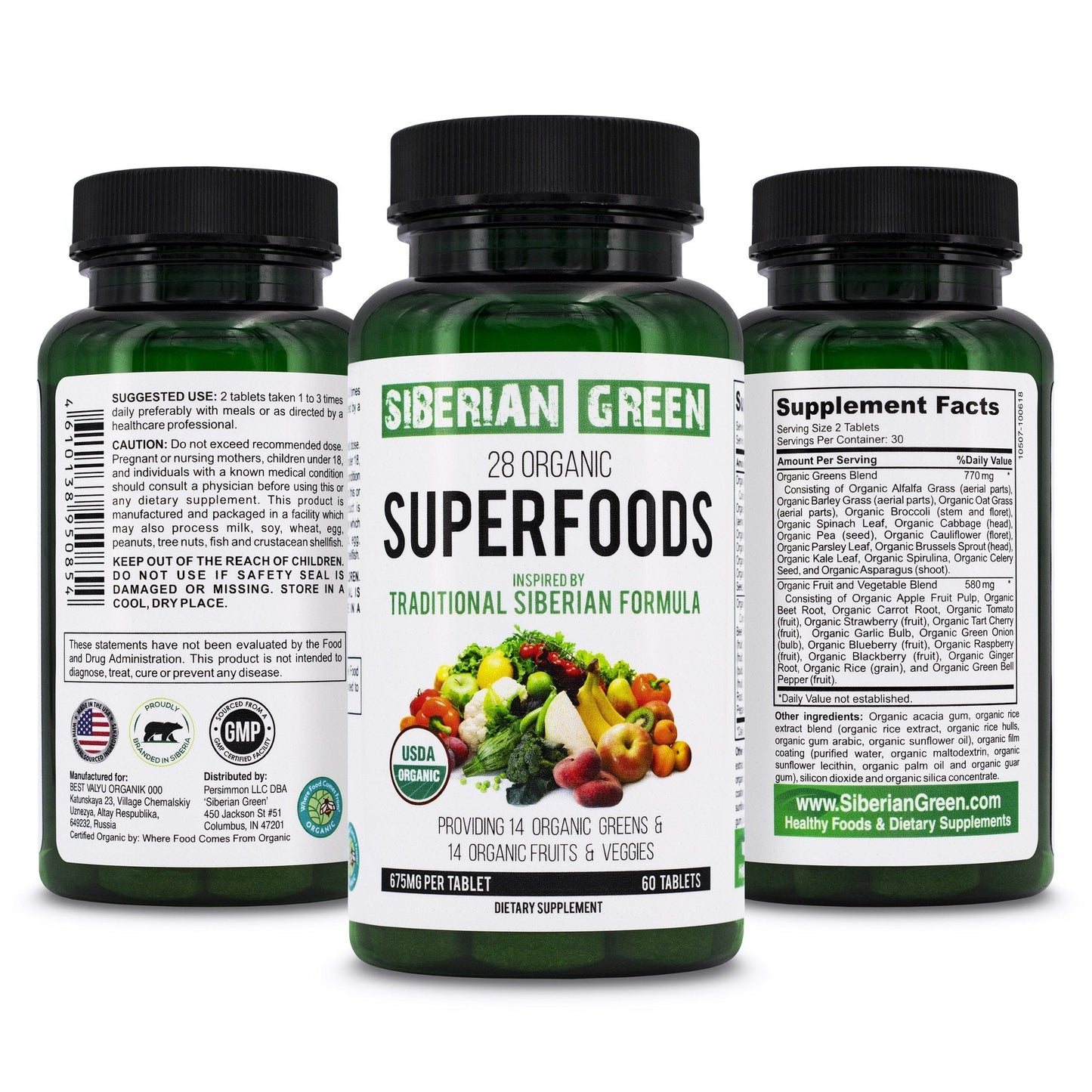 28 Organic Superfood Tablets – Essential Greens, Fruits & Veggies