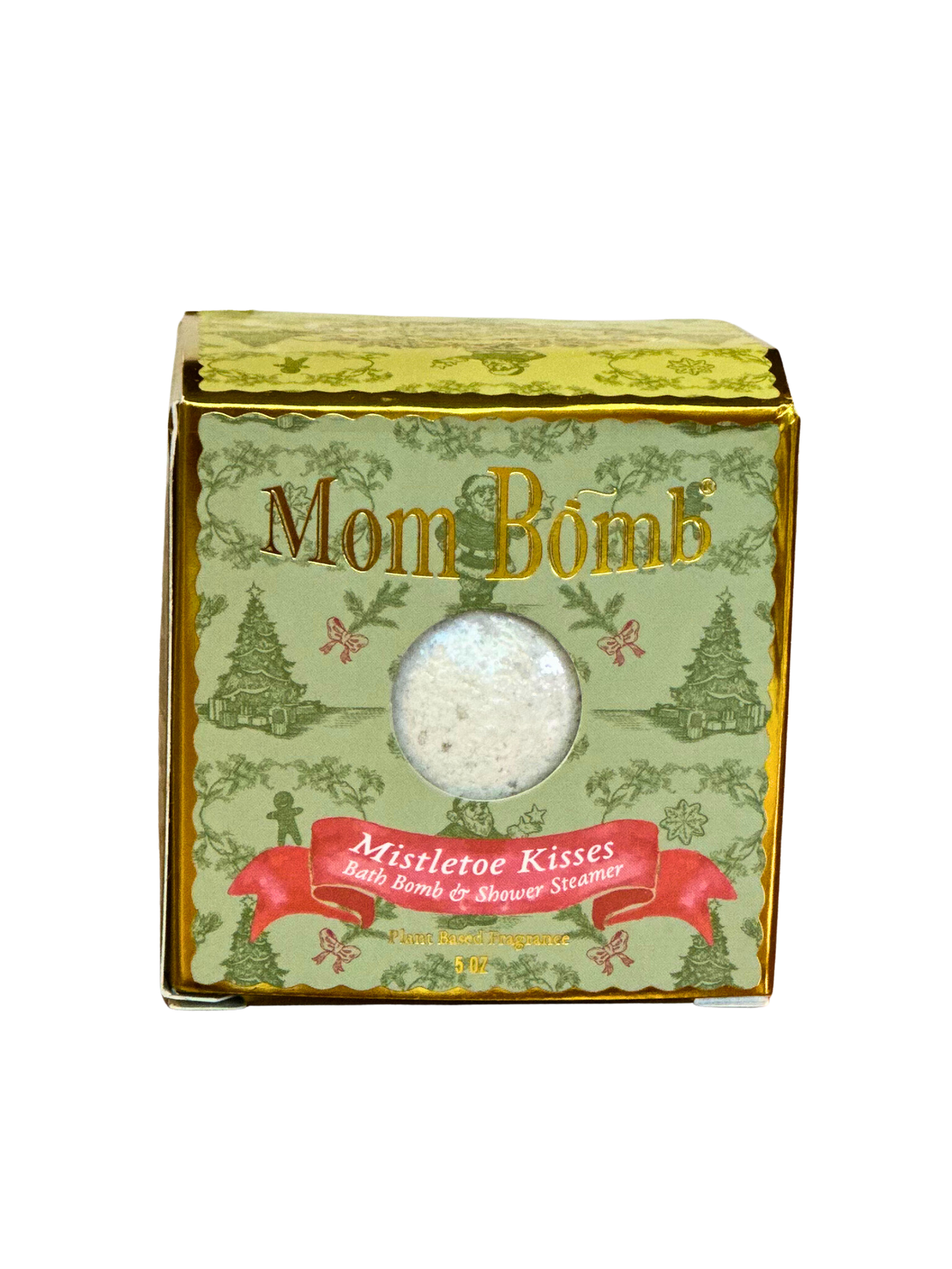 Mom Bomb Mistletoe Kisses Bath Bomb – with fresh Pine and Winterberry scents, All-Natural, Festive and Romantic Holiday Escape (5oz)