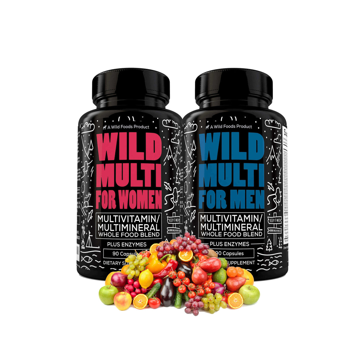 Whole Food Daily Multivitamin Sourced From 25+ Fruits and Vegetables by Wild Foods