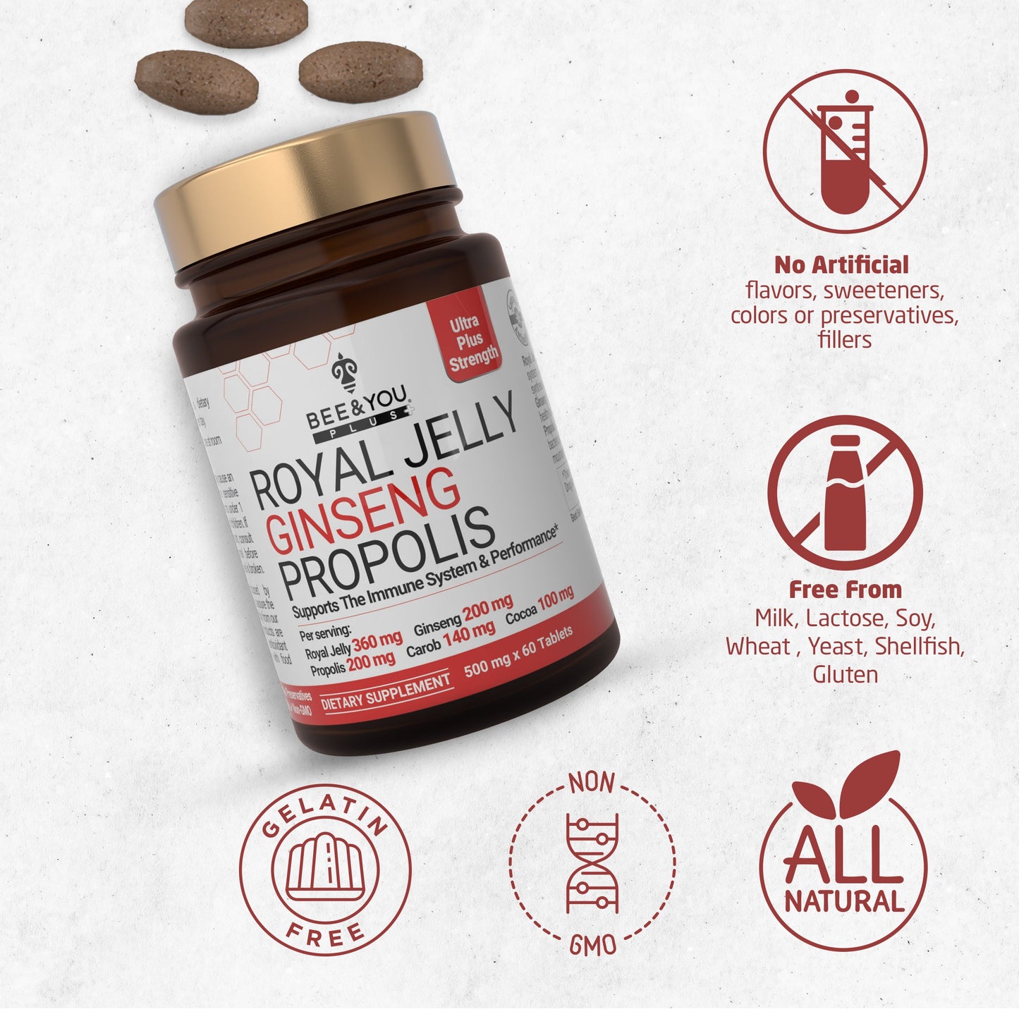 Royal Jelly+Ginseng+Propolis Tablets Ultra Potency