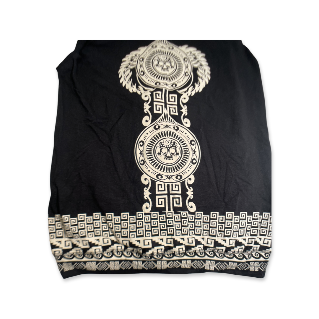 Mictlan Aztec Underworld Sleeveless Hoodie Jacket, Black