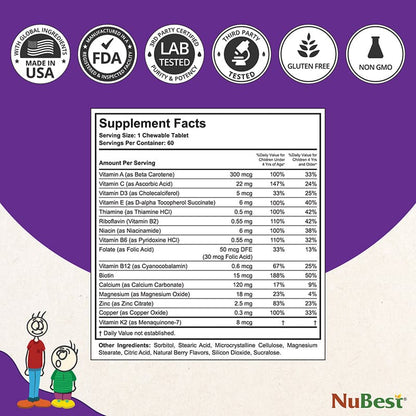 NuBest Tall Kids, Multivitamins, Berry Flavor, Ages 2-9, 60 Chewables by NuBest Nutrition®