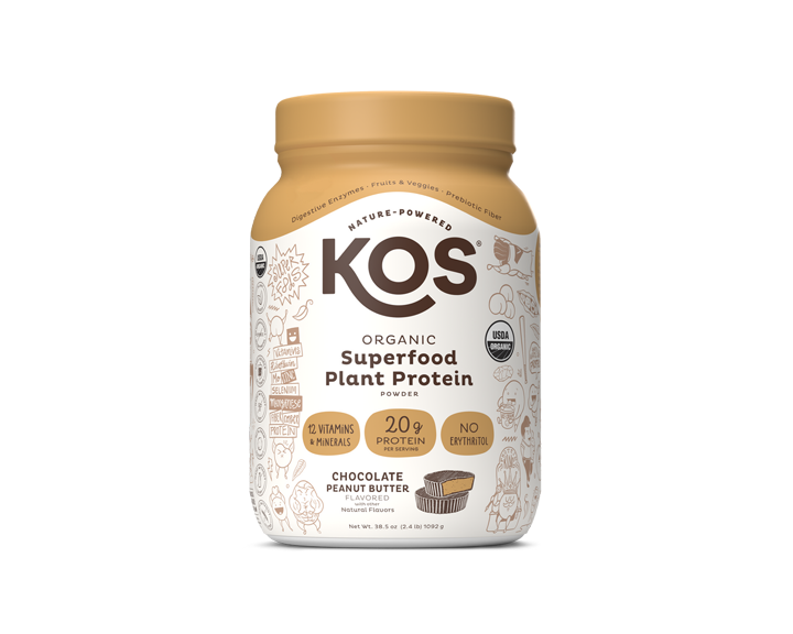 KOS Organic Plant Protein, Chocolate Peanut Butter, 28 Servings by KOS.com