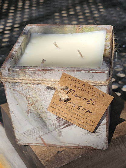 Signature Concrete Candle - Large Square Handpainted Concrete Candle