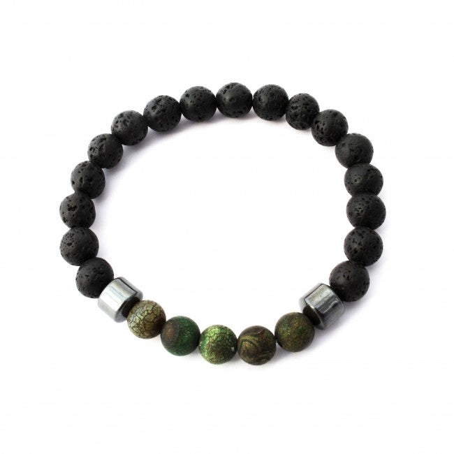 Dark Green Cracked Agate Aromatherapy Bracelet