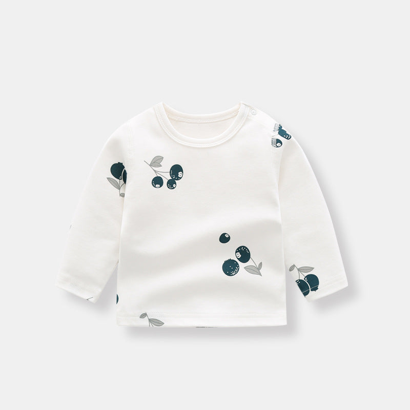 Baby Allover Fruit Graphic 100% Pure Organic Cotton Side Snap Button Tops by MyKids-USA™