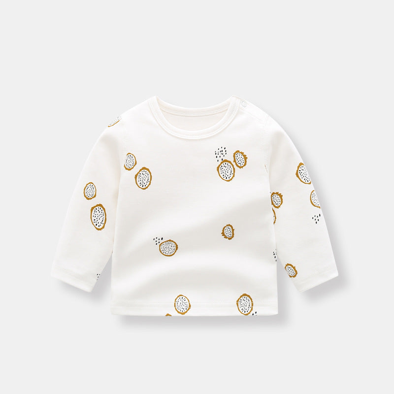 Baby Allover Fruit Graphic 100% Pure Organic Cotton Side Snap Button Tops by MyKids-USA™