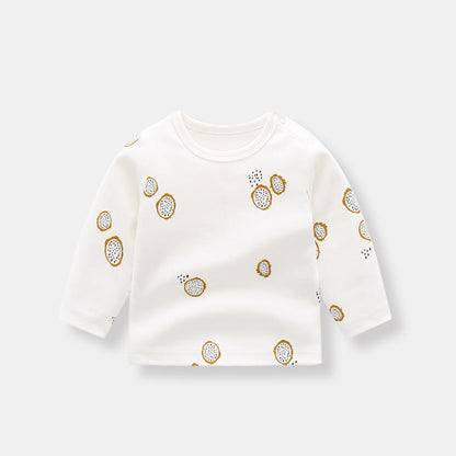 Baby Allover Fruit Graphic 100% Pure Organic Cotton Side Snap Button Tops by MyKids-USA™