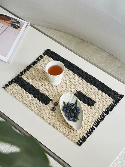 Handmade Retro Nordic Woven Reed Placemat Set of 4 Pcs for Elegant Table Setting