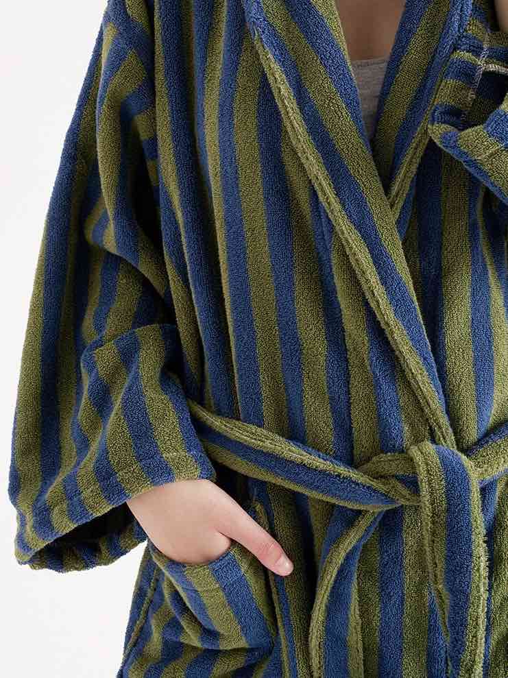 Ultra Soft Retro Stripe Bath Robe - 100% Organic Long-stapled Cotton