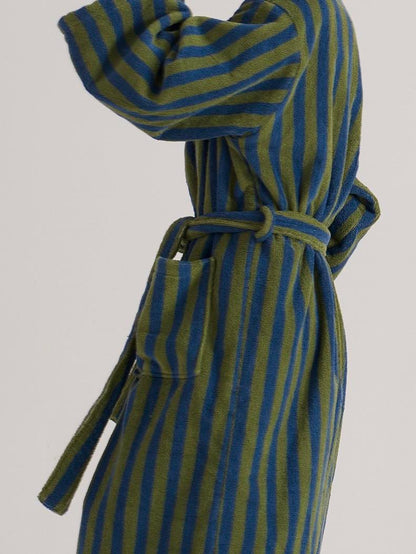 Ultra Soft Retro Stripe Bath Robe - 100% Organic Long-stapled Cotton