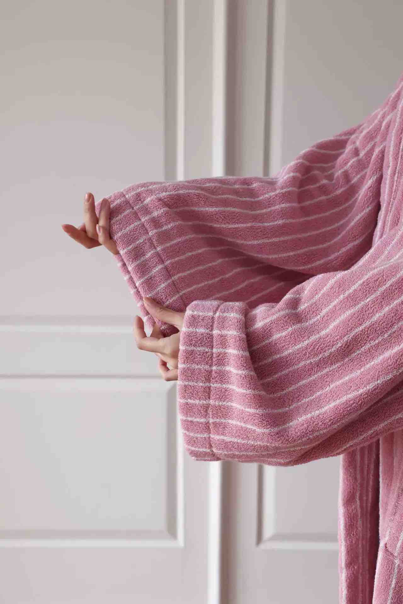 Retro Hooded Stripe Bath Robe, 100% ORGANIC Long-stapled Cotton