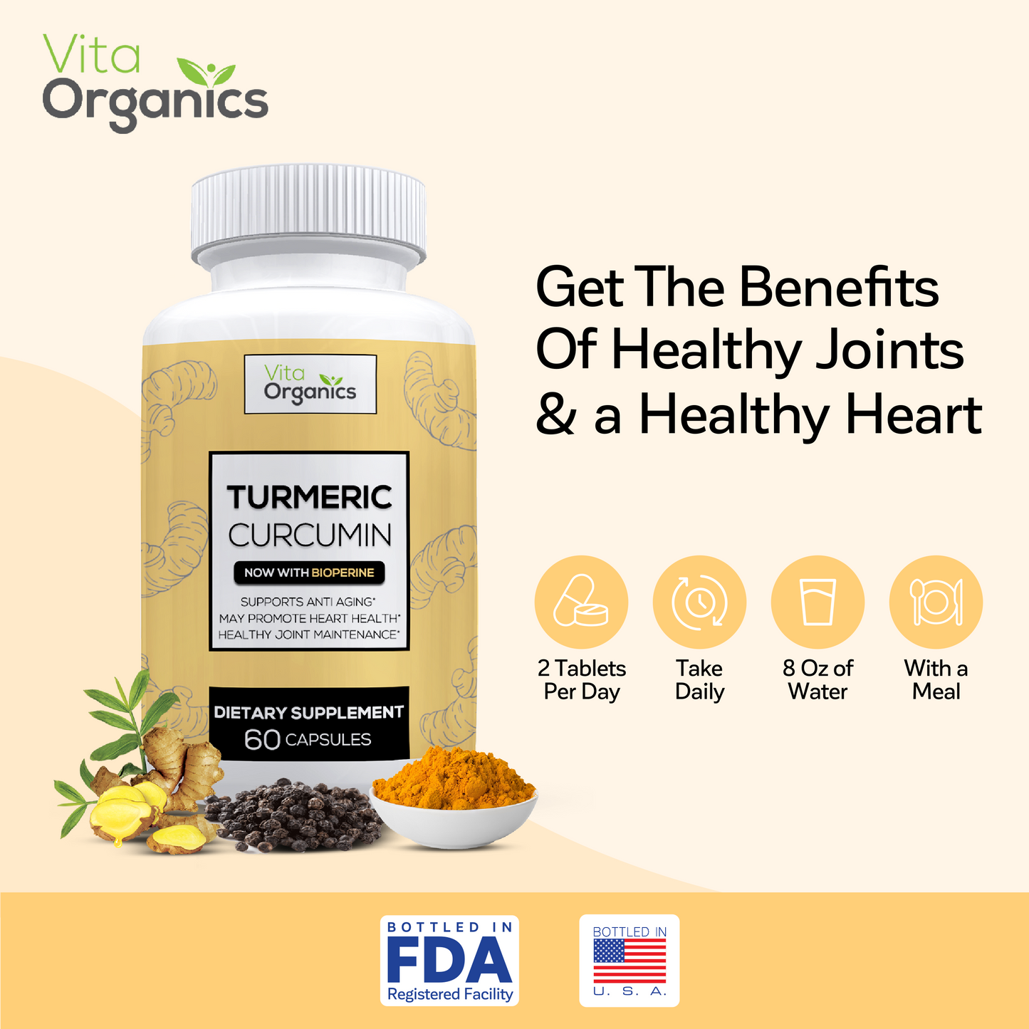 Turmeric Curcumin w/BioPerine (Premium Strength) by Vita Organics