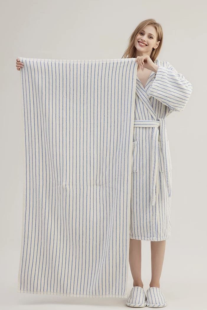 Retro Soft 100% Long-stapled Cotton Striped Bath Towel