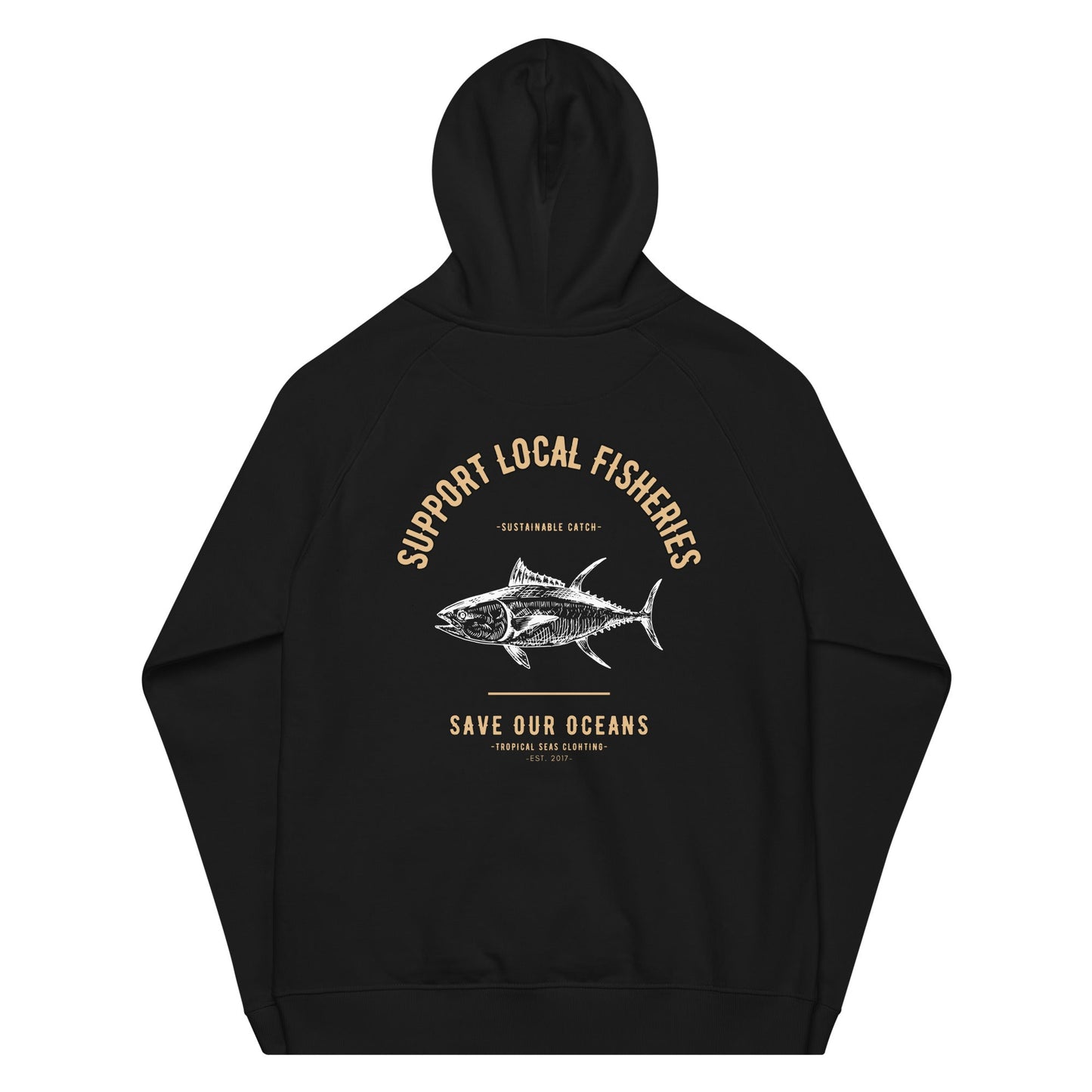 Men's Support Local Fisheries Tuna Eco Raglan Hoodie