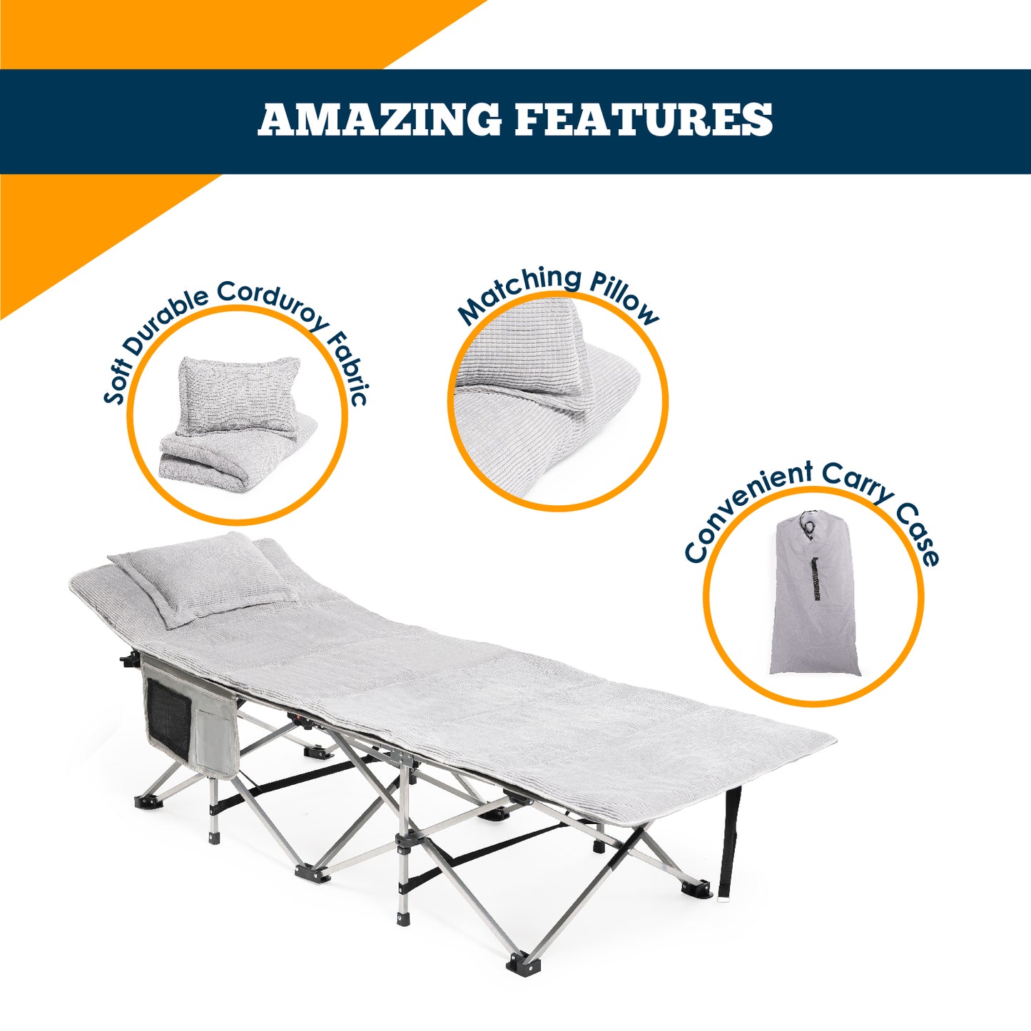 Mattress Pad and Pillow for Camping Cots