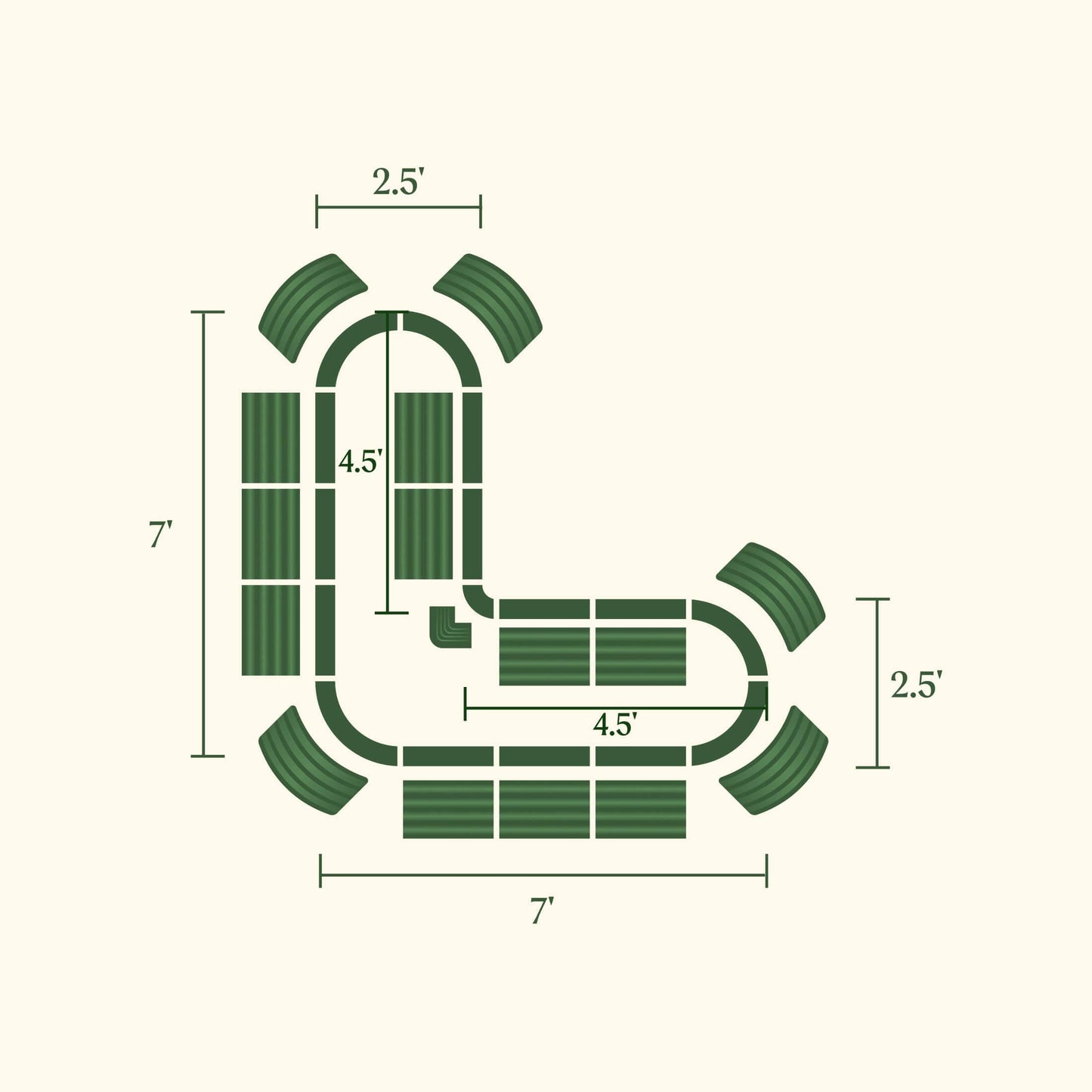 17" Tall L-Shaped Raised Garden Bed Kit - Large Size