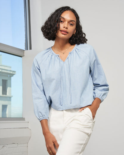 Organic Chambray Peasant Blouse by United By Blue