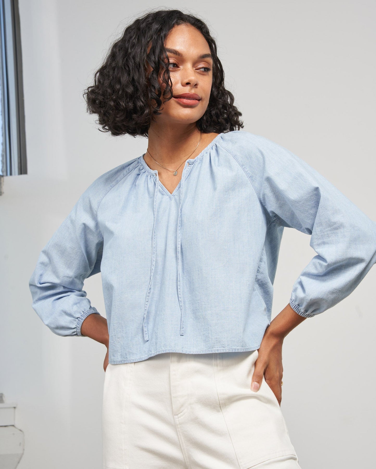 Organic Chambray Peasant Blouse by United By Blue