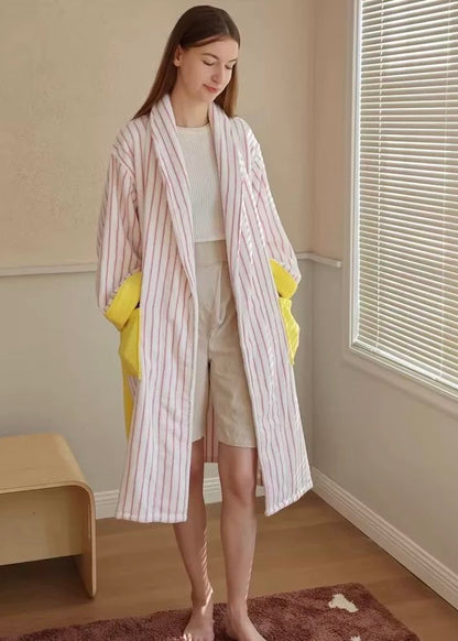 Ultra Soft Whimsical Stripe Bathrobe - 100% Organic Long-stapled Cotton