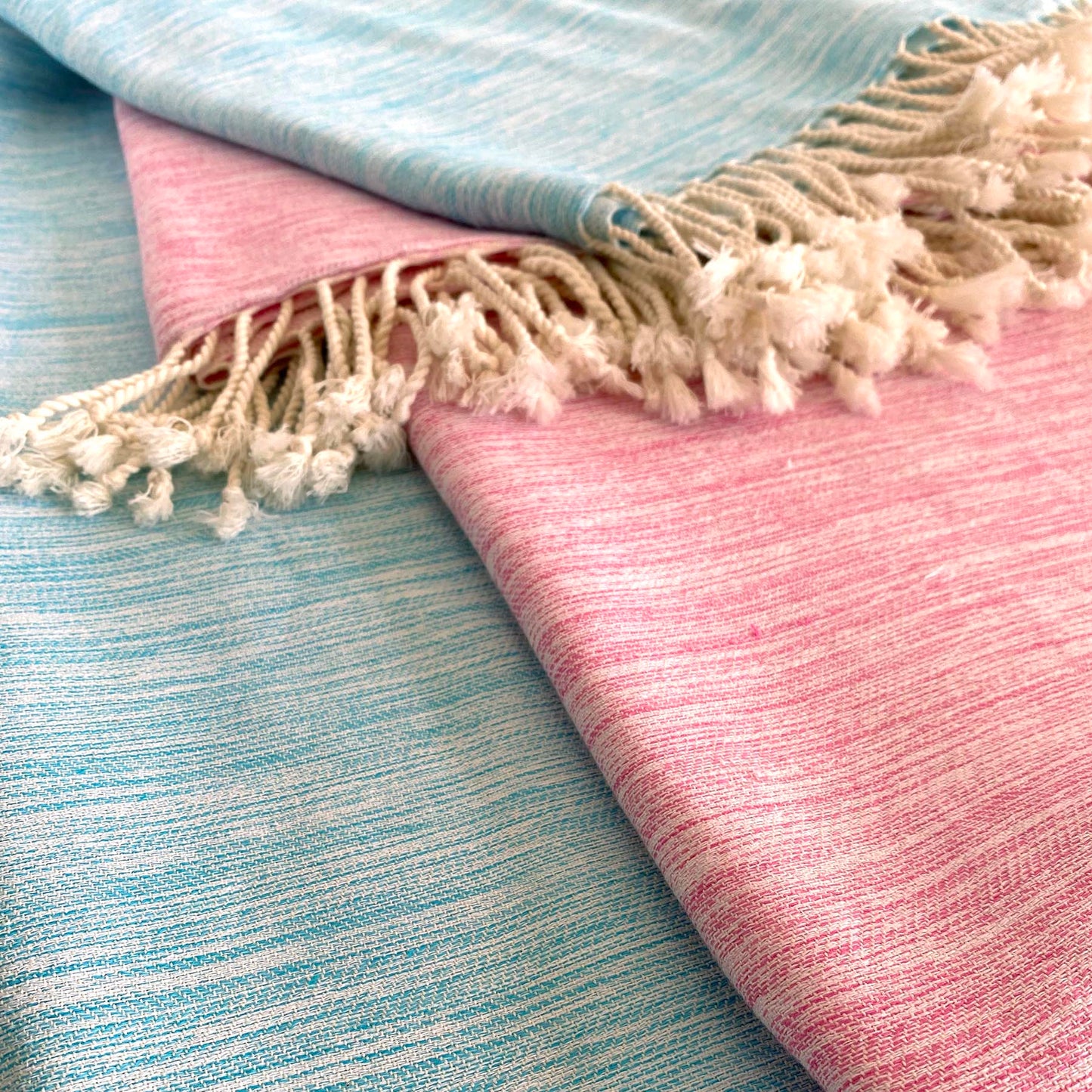 Yalova Ultra Soft Marbled Blanket Throw Pink by Hilana Upcycled Cotton